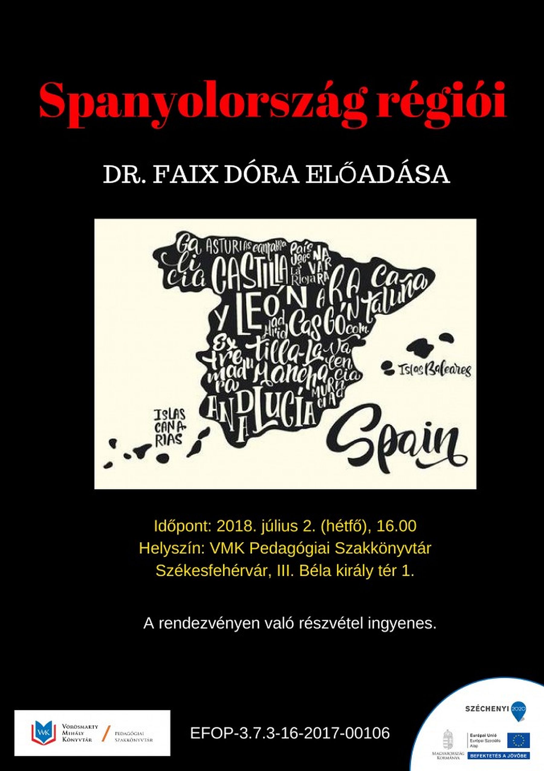 Spanyolország régiói - dr. Faix Dóra előadása a Pedagógiai Szakkönyvtárban